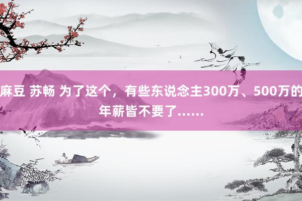 麻豆 苏畅 为了这个，有些东说念主300万、500万的年薪皆不要了......